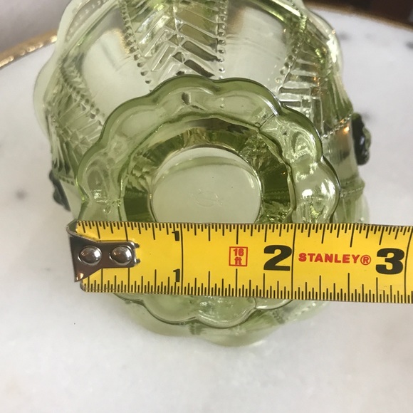 Vintage IMPERIAL GLASS Green Mini-Basket | Marked - Picture 11 of 13